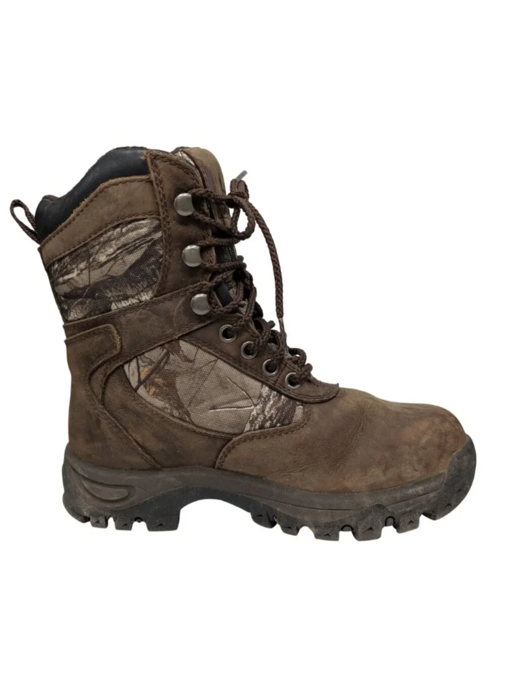 Field & Stream Camo Hunting Boots Boys Leather HydroProof Ultra Thinsulate Sz 3